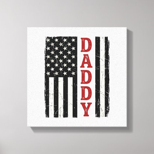 Ongeruste Daddy Amerikaanse Vlag T-Shirt Ontwerp_1 Canvas Afdruk (Voorkant)