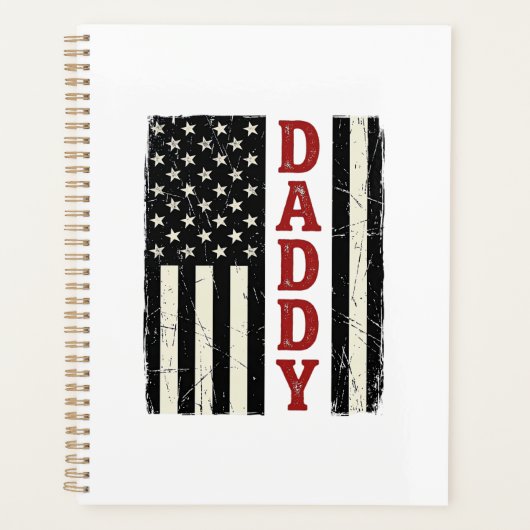 Ongeruste Daddy Amerikaanse Vlag T-Shirt Ontwerp_1 Planner (Voorkant)