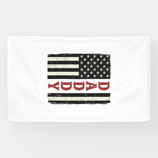 Ongeruste Daddy Amerikaanse Vlag T-Shirt Ontwerp_1 Spandoek (Horizontaal)