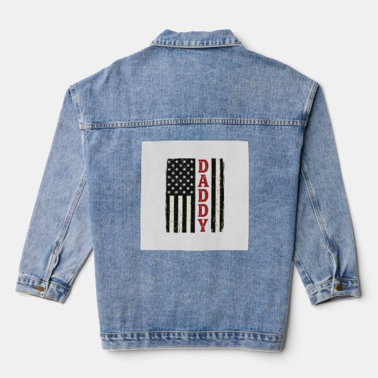 Ongeruste Daddy Amerikaanse Vlag Truit Ontwerp_1 Denim Jacket (Achterkant)