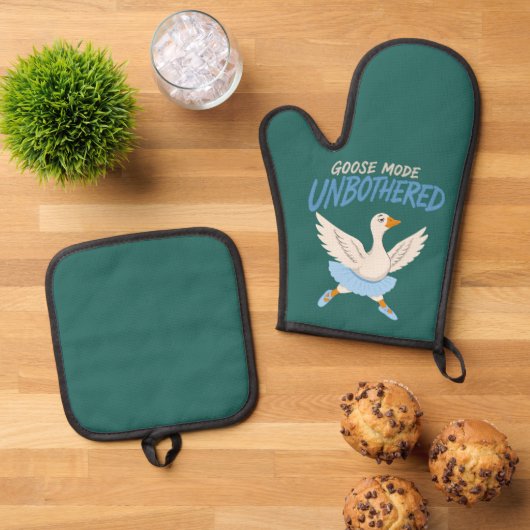 Ongeruste Gans Modus Grappige Balletgans Ovenwant & Pannenlap Set (Top down)