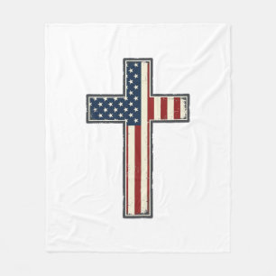 Ongeruste Patriottische Kruis Vector Ontwerp_1 Fleece Deken