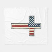 Ongeruste Patriottische Kruis Vector Ontwerp_1 Fleece Deken (Voorkant (Horizontaal))