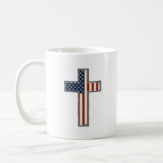Ongeruste Patriottische Kruis Vector Ontwerp_1 Koffiemok (Links)