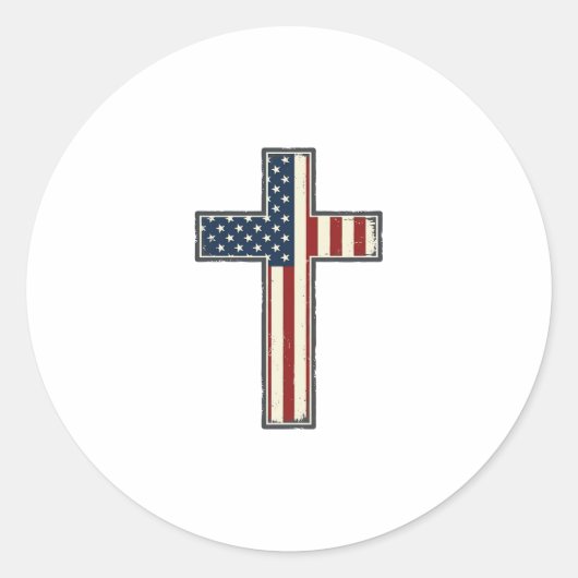 Ongeruste Patriottische Kruis Vector Ontwerp_1 Ronde Sticker (Voorkant)