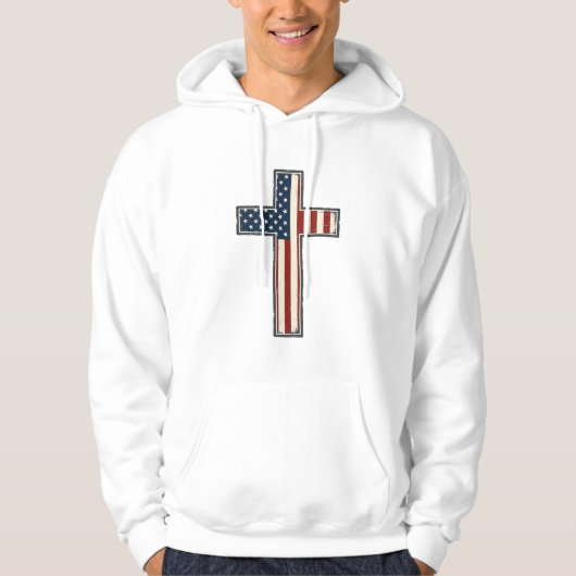 Ongeruste Patriottische Kruis Vectorontwerp_1 Hoodie (Voorkant)