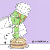 Ongeruste Pierre Cartoon Bakker Sticker (Voorkant)