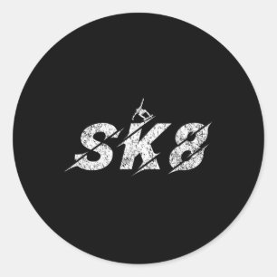 Ongeruste Sk8 Schaats Skater Kinderen Jongens Meis Ronde Sticker