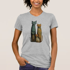 Ongeruste Volkskunst Ontwerp van een Kattenfamilie T-shirt