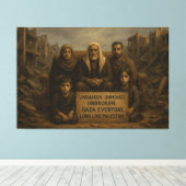 Ongeschokt. Onbewogen. Ononderbroken. — Gaza elke Canvas Afdruk (Insitu (Houten vloer))