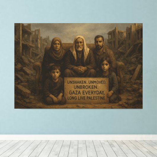 Ongeschokt. Onbewogen. Ononderbroken. — Gaza elke Canvas Afdruk (Insitu (Houten vloer))