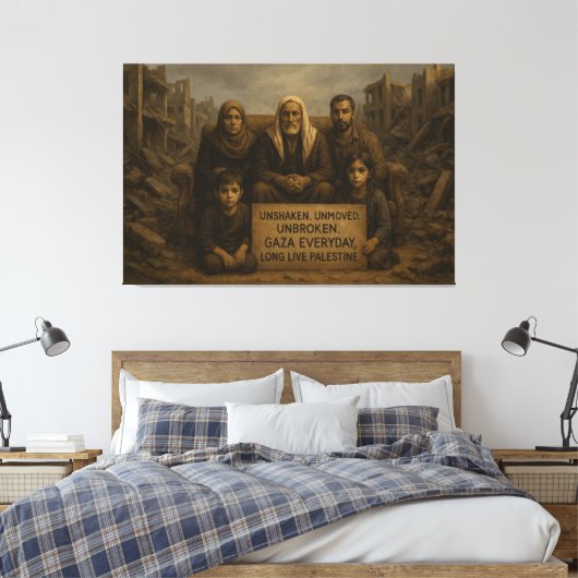 Ongeschokt. Onbewogen. Ononderbroken. — Gaza elke Canvas Afdruk (Insitu (Slaapkamer))