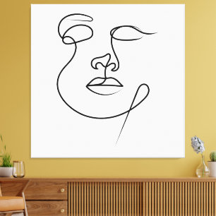 Ongesproken – Minimalistische Abstracte Eénlijnige Canvas Afdruk