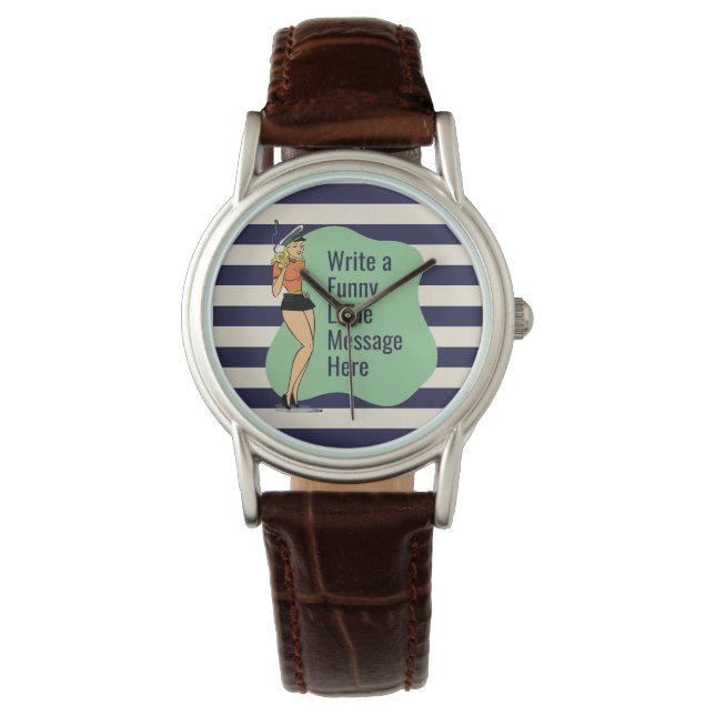 Ongestoorde houding: een retro chique pinup horloge (Voorkant)