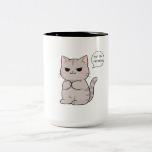 Ongestoorde kat "Niet mijn probleem" Grappig ontwe Tweekleurige Koffiemok