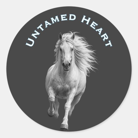 Ongetemd Hart Paardenliefhebber Ronde Sticker (Voorkant)