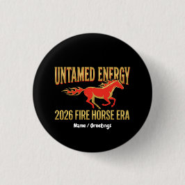 Ongetemde Energie 2026 Vuur Paard Tijdperk Maan Ni Ronde Button 3,2 Cm