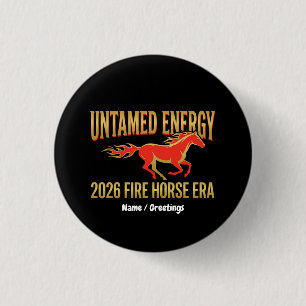 Ongetemde Energie 2026 Vuur Paard Tijdperk Maan Ni Ronde Button 3,2 Cm