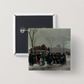 ongeval met Paris Bus Vierkante Button 5,1 Cm (Voorkant /achterkant)