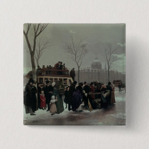 ongeval met Paris Bus Vierkante Button 5,1 Cm