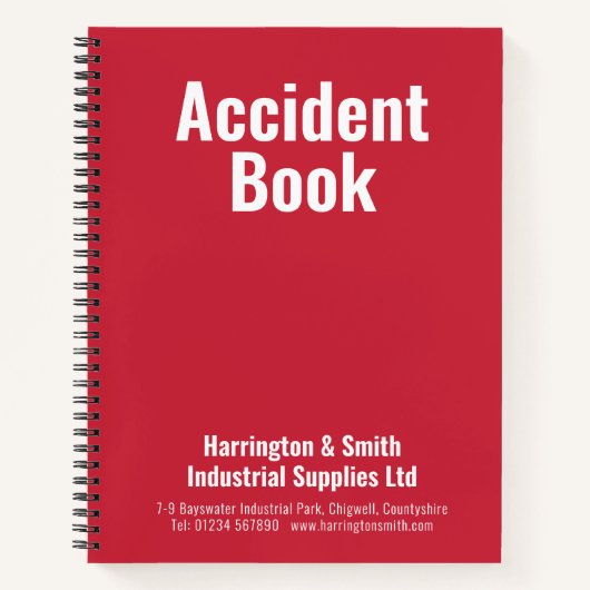 Ongevallenboek voor bedrijven notitieboek (Voorkant)