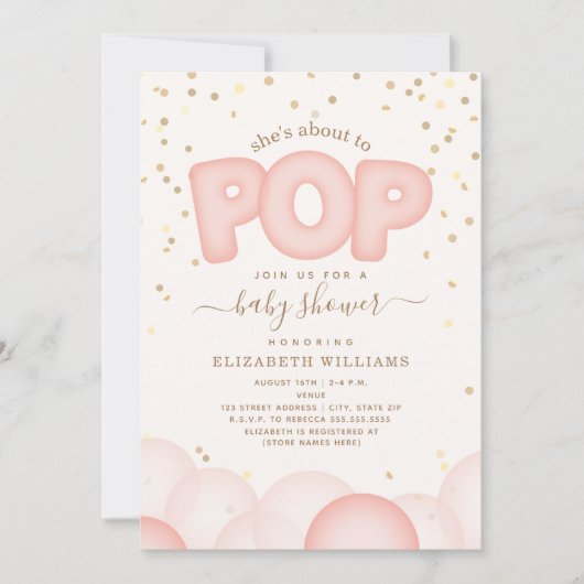 Ongeveer aan de Uitnodiging van de Pop van Roze Ba (Voorkant)