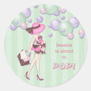 Ongeveer aan Pop het Persoonlijke Baby shower van  Ronde Sticker
