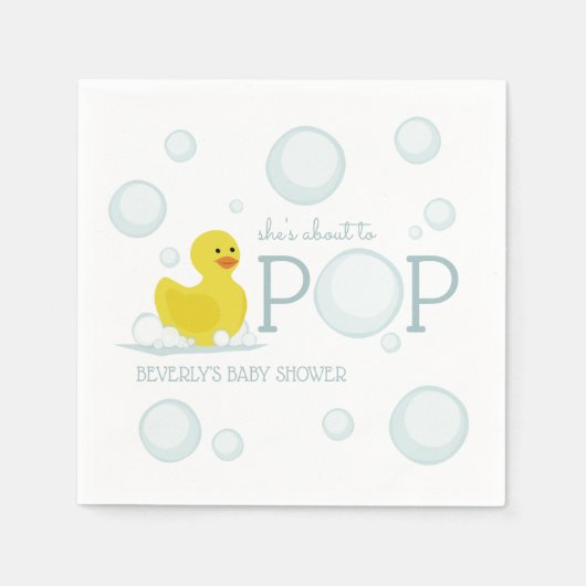 Ongeveer aan Pop Rubber Duck Bubbles Baby shower Servet (Voorkant)
