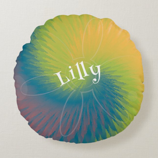 Ongeveer om Kleurstof Rond Sierkussen te binden Kussen (Voorkant)