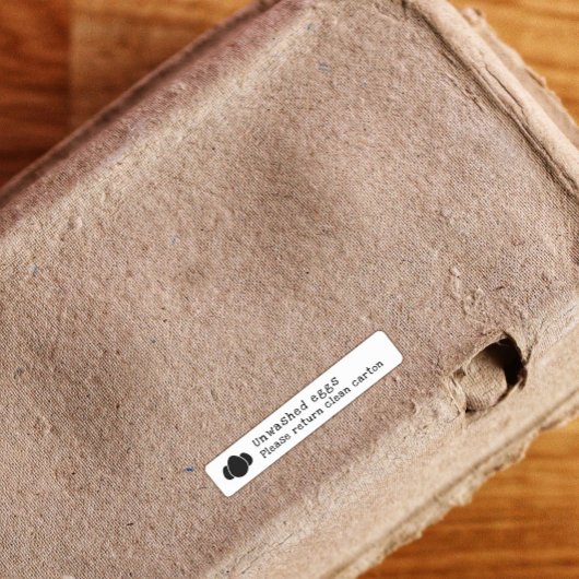 Ongewassen eieren retourneren Karton wasbaar Stick Labels