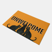 ONGEWENSTE Zwarte Halloweenkatten Deurmat (Schuin)