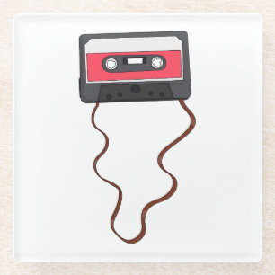 Ongewikkeld Cassettebandje Mixtapeband Retro Glazen Onderzetter