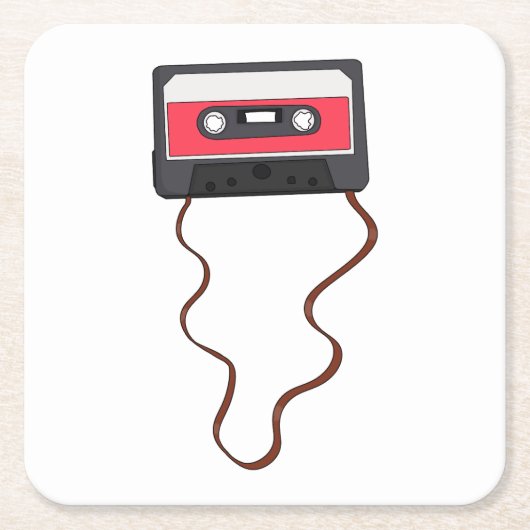 Ongewikkeld Cassettebandje Mixtapeband Retro  Kartonnen Onderzetters (Voorkant)