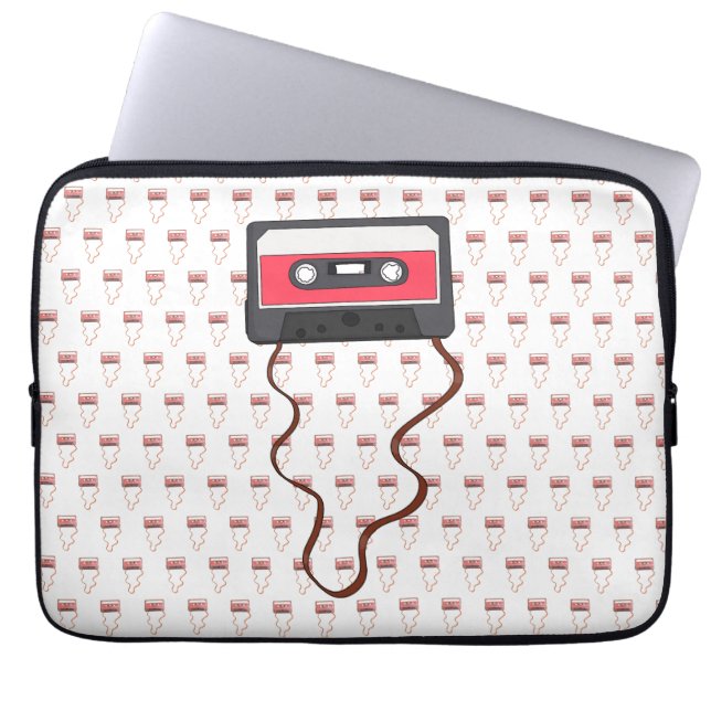 Ongewikkeld Cassettebandje Mixtapeband Retro  Laptop Sleeve (Voorkant)