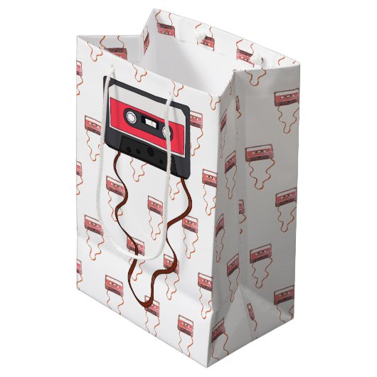 Ongewikkeld Cassettebandje Mixtapeband Retro  Medium Cadeauzakje (Voorkant Gekanteld)