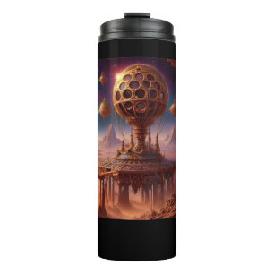 Ongewone bolvormige structuur op een verlaten plan thermosbeker