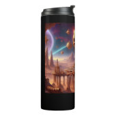 Ongewone bolvormige structuur op een verlaten plan thermosbeker (Gedraaid links)