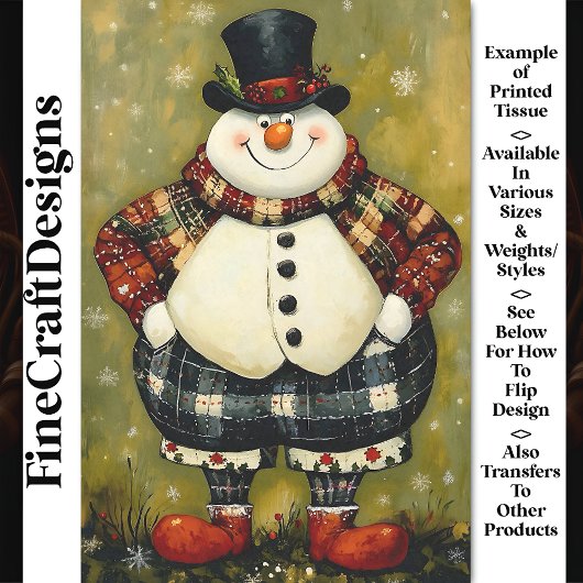 Ongewone Grote Leuke Geklede Sneeuwman Man BB2 Dec Tissuepapier