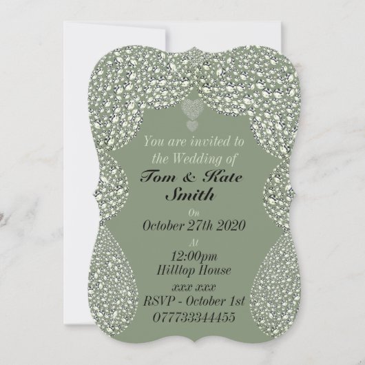 Ongewone Rhinestone gepersonaliseerde bruiloft uit Kaart (Voorkant)
