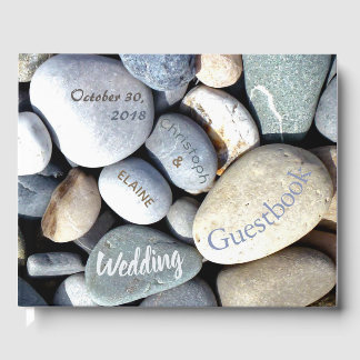 Ongewone Stijlvolle Rustieke Pebbles Natuur Weddin Gastenboek
