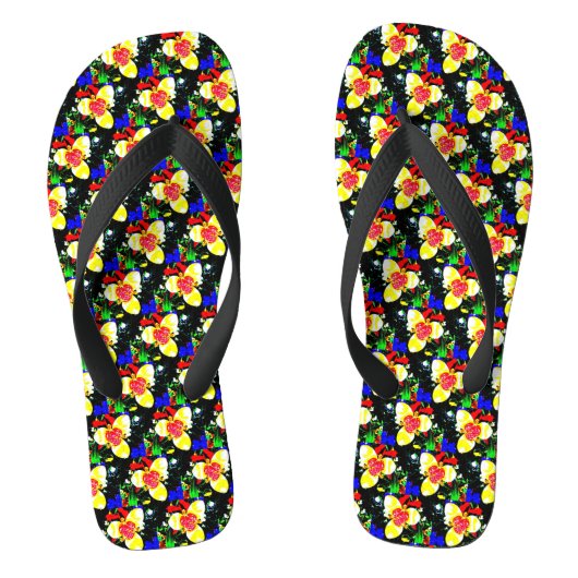 ongewoon abstract achtergrondgeel bloempatroon teenslippers (Voetbed)