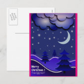 Ongewoon blauw, warm roze en Paarse kerst briefkaa Feestdagenkaart (Voorkant / Achterkant)