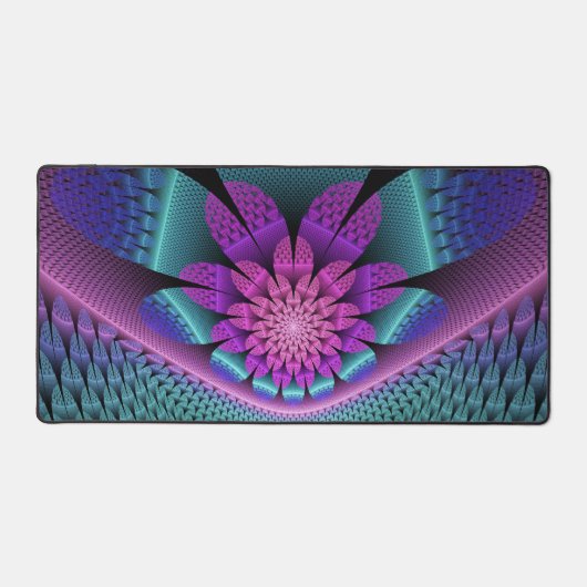Ongewoon patroon Kleurrijke Fantasie Bloem Fractal Bureaumat (Voorkant)