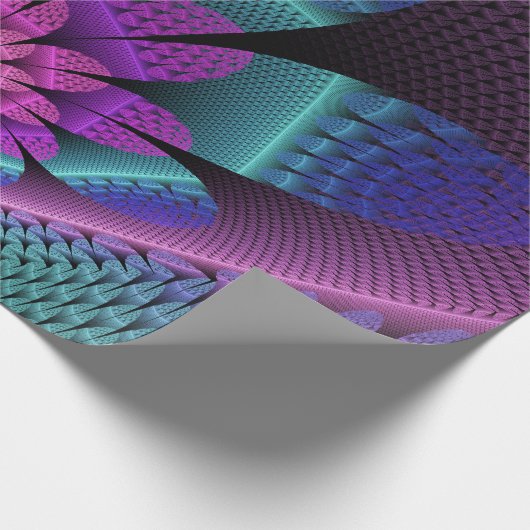 Ongewoon patroon Kleurrijke Fantasie Bloem Fractal Cadeaupapier (Hoek)