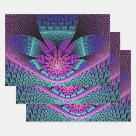 Ongewoon patroon Kleurrijke Fantasie Bloem Fractal Inpakpapier Vel (Set)