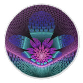 Ongewoon patroon Kleurrijke Fantasie Bloem Fractal Keramische Knop (Voorkant)