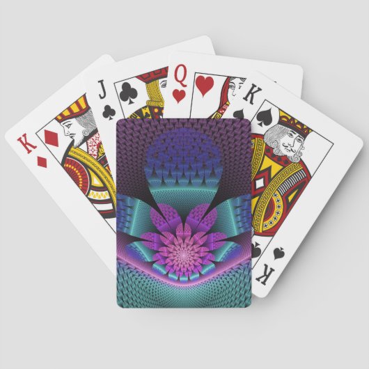 Ongewoon patroon Kleurrijke Fantasie Bloem Fractal Pokerkaarten (Achterkant)