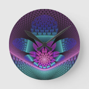 Ongewoon patroon Kleurrijke Fantasie Bloem Fractal Ronde Klok
