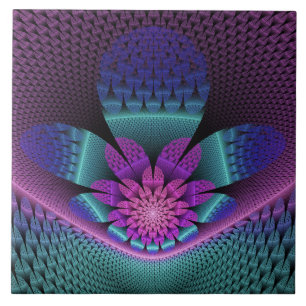 Ongewoon patroon Kleurrijke Fantasie Bloem Fractal Tegeltje