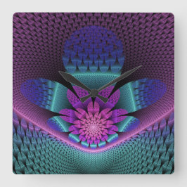 Ongewoon patroon Kleurrijke Fantasie Bloem Fractal Vierkante Klok